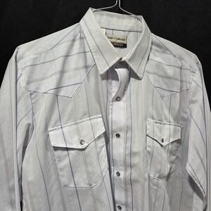 Karman Vintage 70s 80s Gold Collection Pearl Snap Western Cowboy Shirt Sz L 16.5